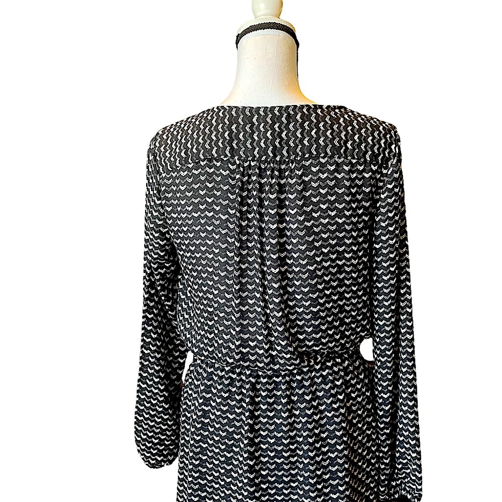 Gap Long Sleeve Button Down Black Print Midi Dress Size S - Picture 13 of 17